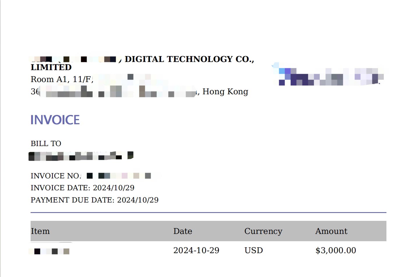 billing address